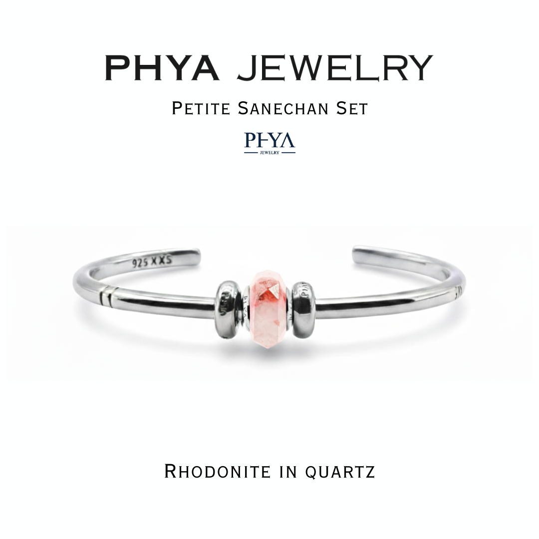 Phya Petite Sanechan Rhodonite in Quartz Set: Genuine Silver Bracelet Set with Charming Rhodonite Stone in Quartz. ราคา 7,700 บาท*ส่งฟรี