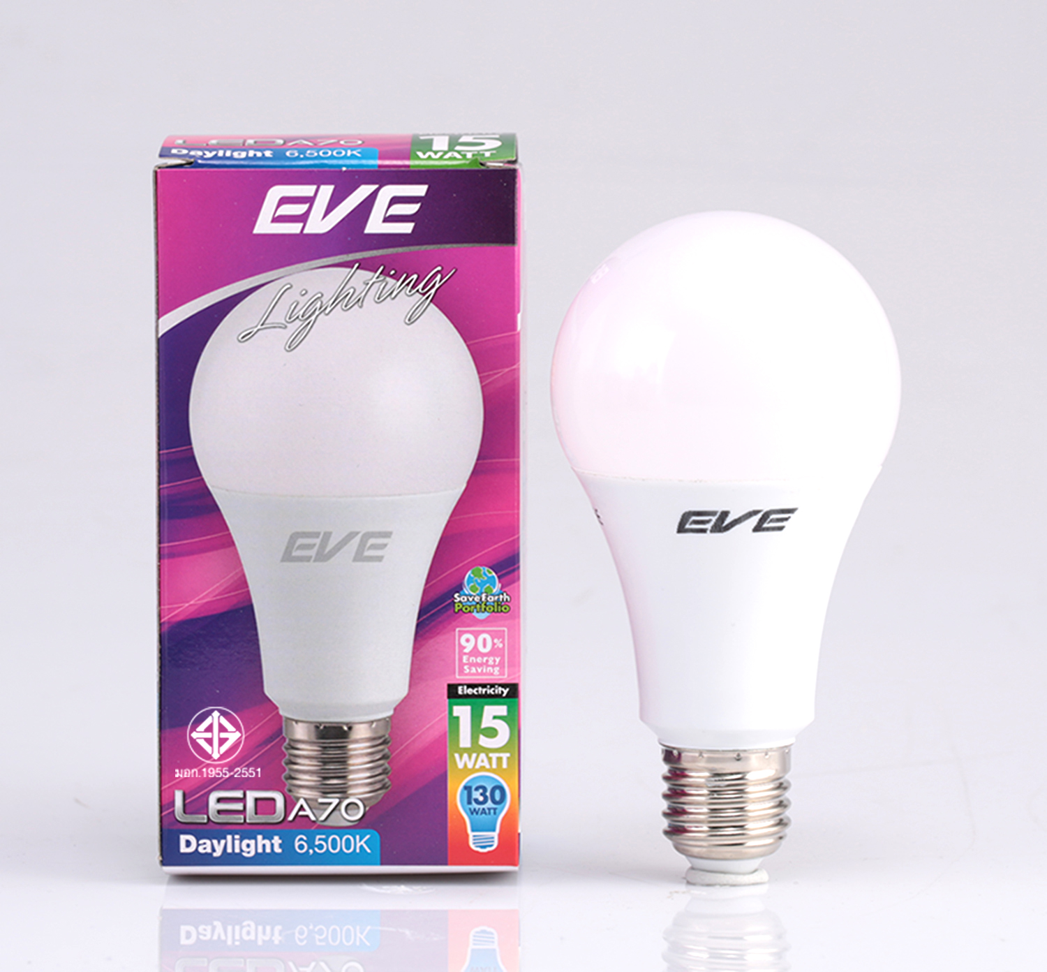EVE หลอดแอลอีดี A70 15 วัตต์ เดย์ไลท์ E27 แพ็ค 6 หลอด EVE หลอดแอลอีดี A70 15 วัตต์ เดย์ไลท์ E27 แพ็ค 6 หลอด