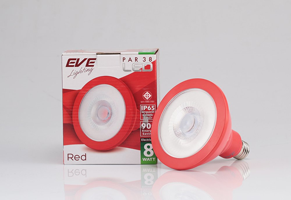 EVE หลอดแอลอีดี พาร์38 แดง 8 วัตต์ E27 แพ็ค 2 หลอด EVE หลอดแอลอีดี พาร์38 แดง 8 วัตต์ E27 แพ็ค 2 หลอด