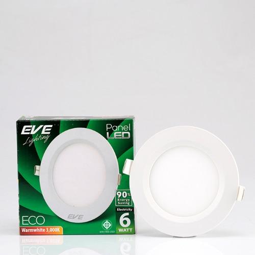 EVE โคมพาเนลไลท์แอลอีดี อีโค หน้ากลม 6 วัตต์ วอรฺ์มไวท์ แพ็ค 3 ชุด EVE โคมพาเนลไลท์แอลอีดี อีโค หน้ากลม 6 วัตต์ วอรฺ์มไวท์ แพ็ค 3 ชุด