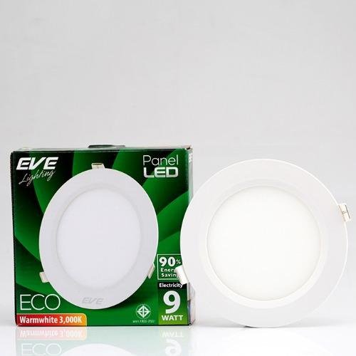 EVE โคมพาเนลไลท์แอลอีดี อีโค หน้ากลม 9 วัตต์ วอร์มไวท์ แพ็ค 3 ชุด