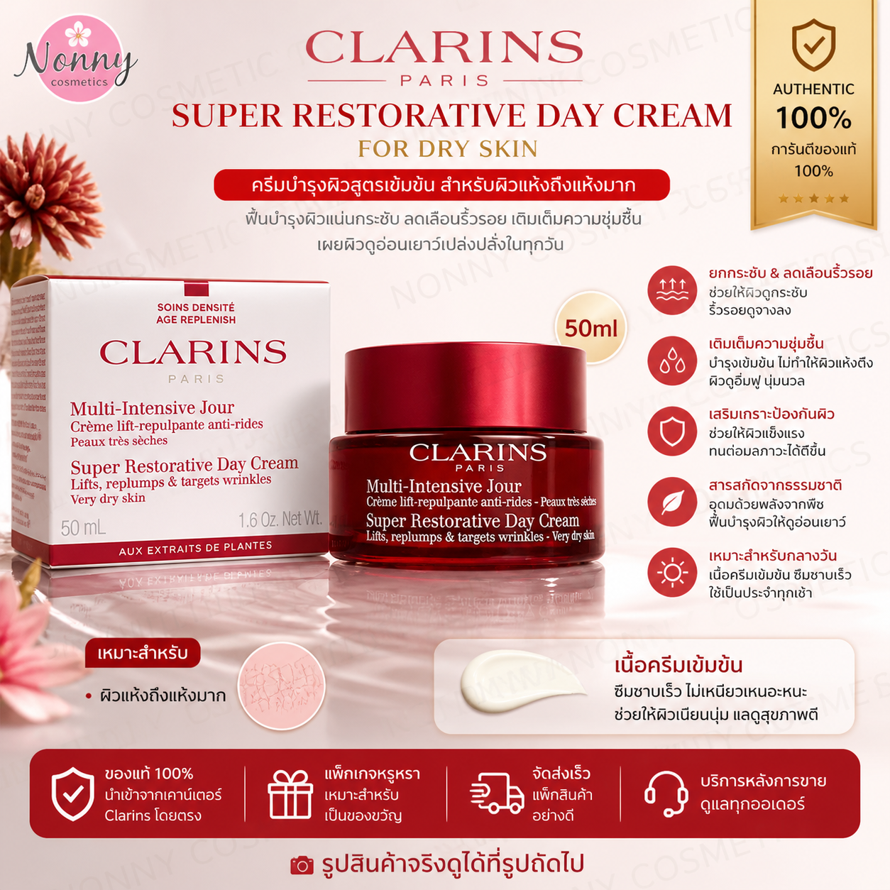 ป้ายยา! ครีมบำรุงหน้า Clarins Super Restorative Day Cream กู้ผิวหย่อนคล้อยให้เด้งกระชับเหมือนวัยสาว