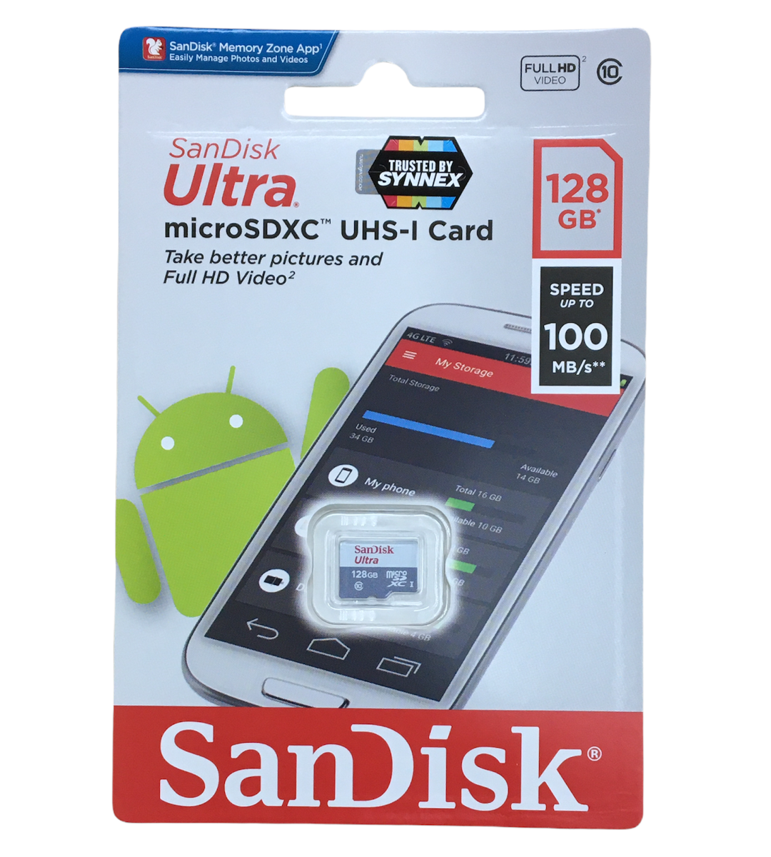 เมมโมรี่การ์ด MicroSD การ์ดความจำแท้ SanDisk 128GB MicroSDXC UHS-I Card Ultra Class10 Speed 100MB/s** แท้ ประกันศูนย์ Synnex