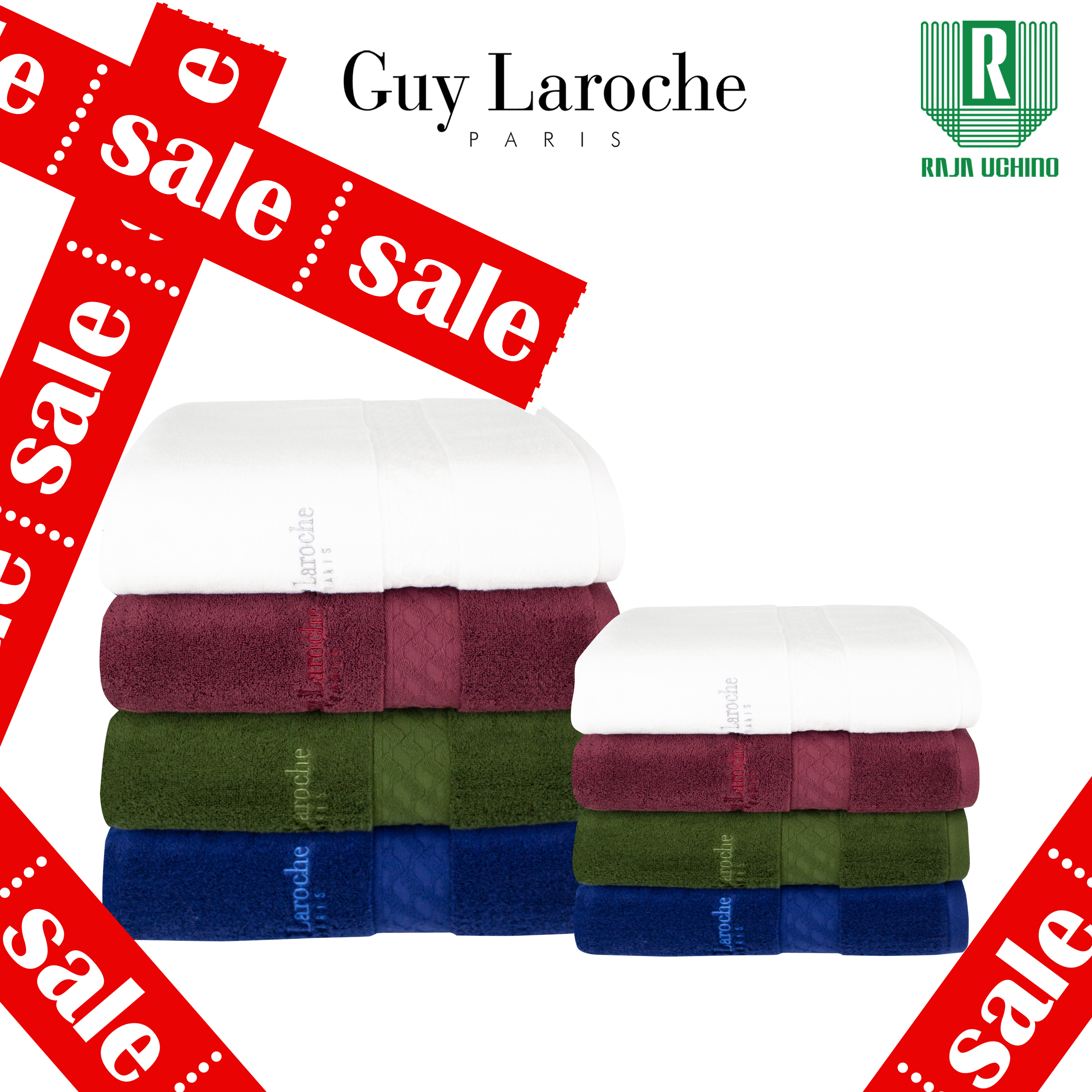 GUY LAROCHE Towel ผ้าขนหนูพรีเมี่ยม คอตตอน100% ทอด้ายคู่ OEKO-TEX แอนตี้แบคทีเรีย ขนาดใหญ่พิเศษ [ TGC200 ] ราคา 200 บาท*ส่งฟรี