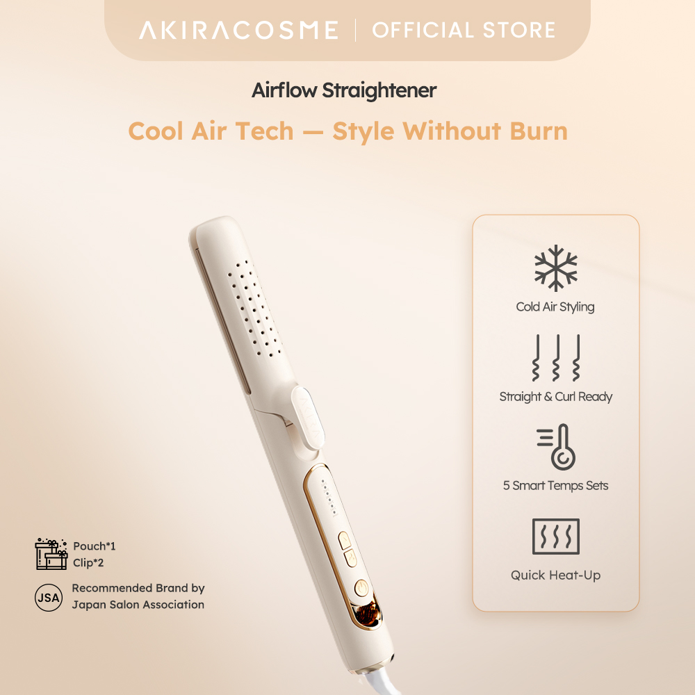 Japan AKIRA Portable 2 in 1 Negative Ions Cold Wind Hair Straightener Curling Iron Hair Curler Hair Styling Tools ราคา 1,499 บาท*ส่งฟรี