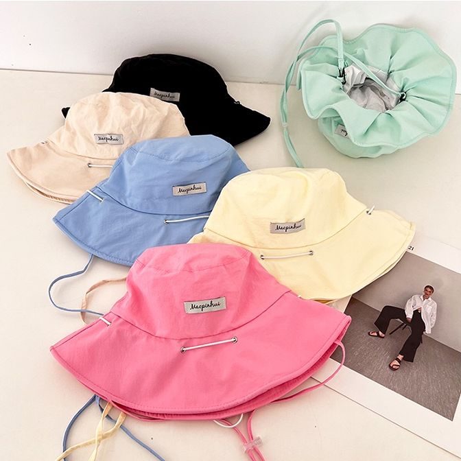 หมวกบักเก็ต มี6สี สไตล์เกาหลี สามารถเก็บเป็นกระเป๋าได้ BUCKET ราคา  63 บาท*ส่งฟรี