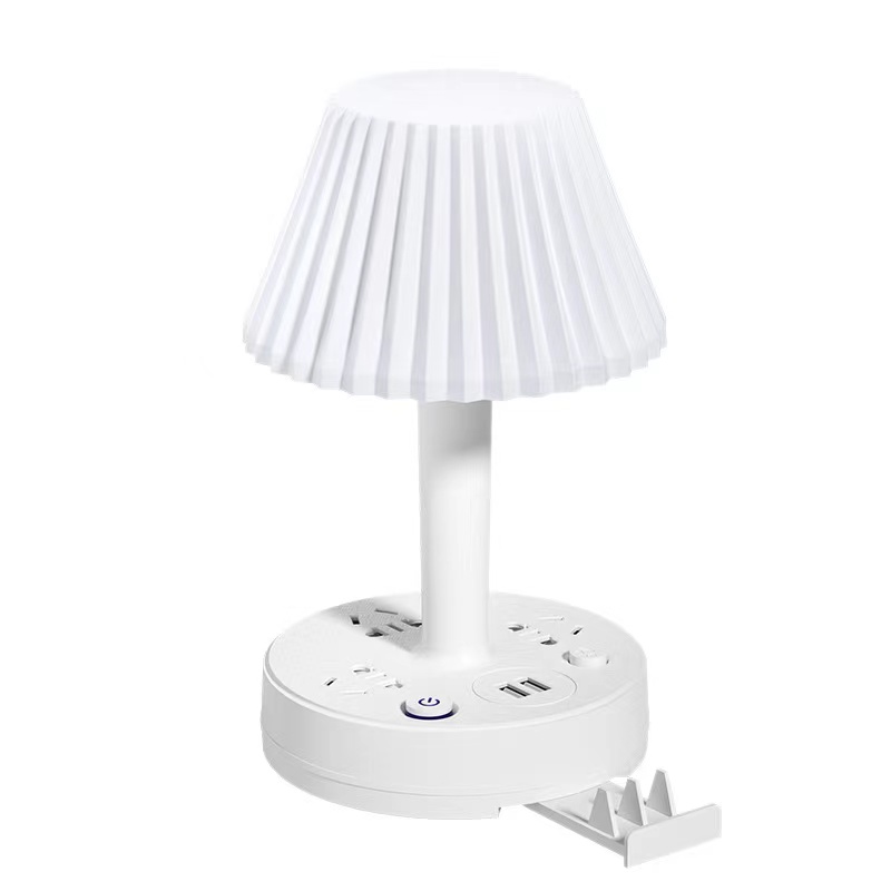 LZP-SHOPโคมไฟเกาหลี โคมไฟตั้งโต๊ะled3in1USB โคมไฟหัวเตียง โคมไฟห้องนอน โคมไฟมินิมอลพร้อมช่องUSBและมีที่วางโทรศัพท์