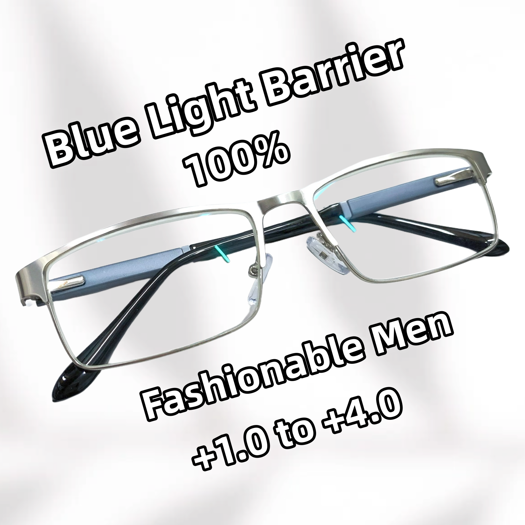 Fashion Anti Blue Light Reading Glasses Men's Metal Business glasses High-end fashion New Quality +100 to +400 UV Resistant spring legs Hyperopia glasses ราคา  157 บาท*ส่งฟรี