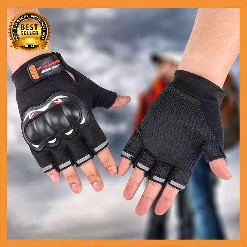 ถุงมือจักรยานขี่ถุงมือครึ่งนิ้ว Bicycle gloves half finger riding tactical gloves sport