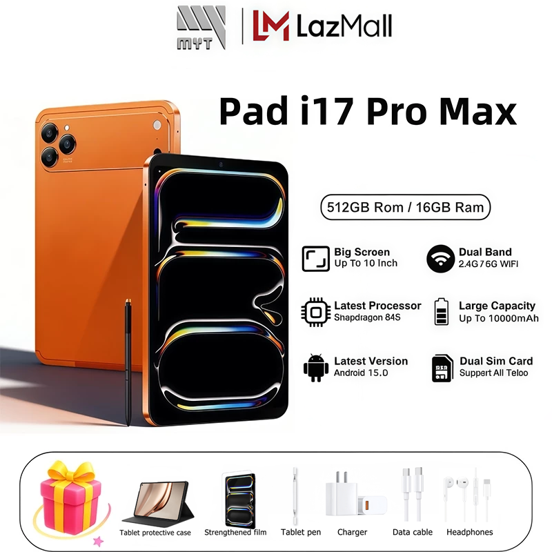Myt Tablet I17 Pro Max 10.1 Inch 16Gb Rom+1Tb Ram 5g System 2 Dual Sim Cards + Wifi Android 15 Large Battery 10000Mah 3-Year Warranty ราคา 3,399 บาท*ส่งฟรี