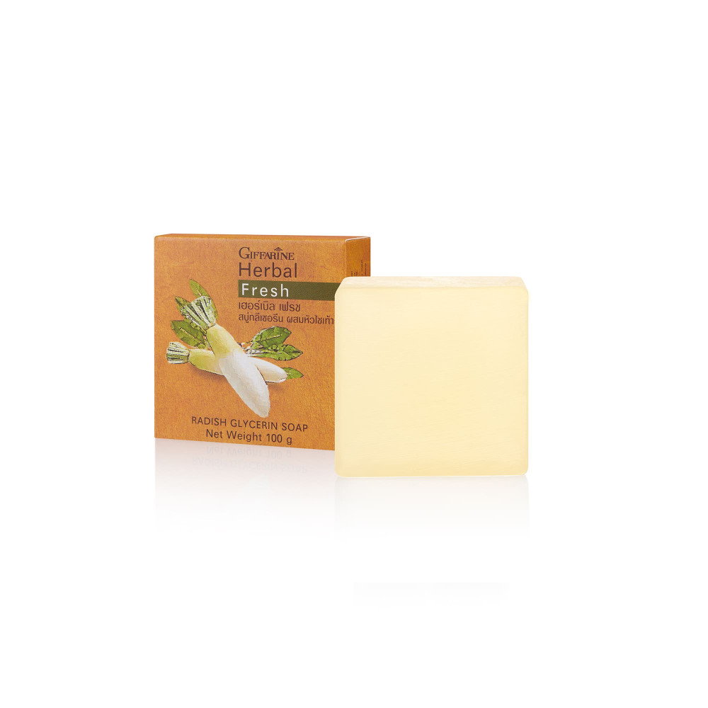 สบู่ล้างหน้าผสมหัวไชเท้า Herbal Fresh Radish Glycerin Soap ราคา 98 บาท*ส่งฟรี