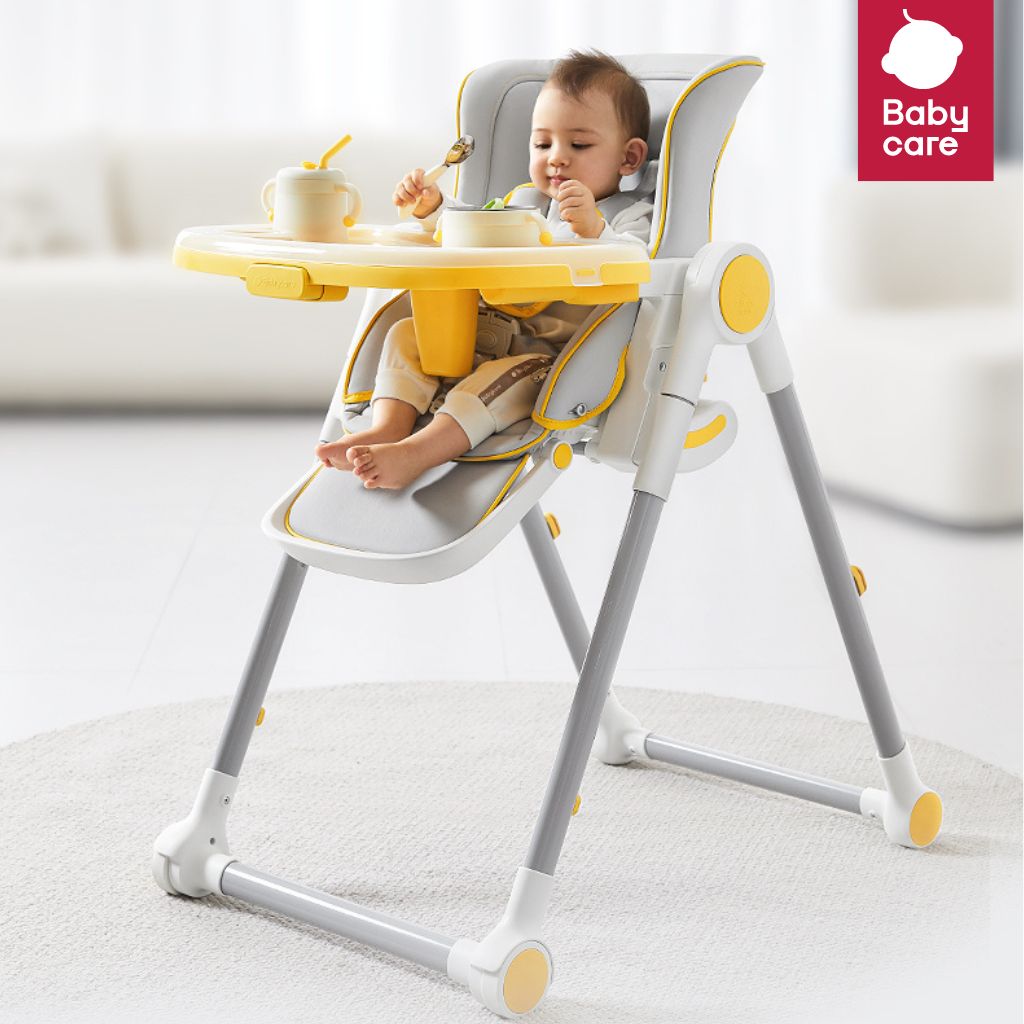 BabyCare เก้าอี้ทานข้าวเด็ก High Chair พร้อมถาดรองอาหารปรับเข้าออก 3 ระดับ วัสดุ Food Grade ราคา 4,590 บาท*ส่งฟรี