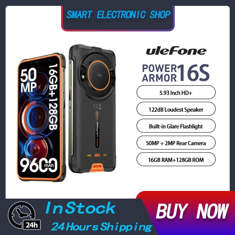 Ulefone Power Armor 16S Rugged 4G Smartphone 5.93Inch HD+ Octa Core 16GB+128GB Android 13 Mobile Phone 50MP 9600mAh Face Unlock ราคา 7,000 บาท*ส่งฟรี