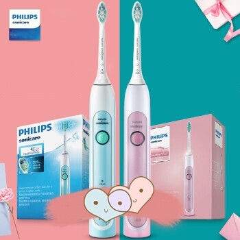 แปรงสีฟันไฟฟ้า ทำความสะอาดทุกซี่ฟันอย่างหมดจด แพร่ PHILIPS Electric Toothbrush Rechargeable Sonic Toothbrush  Buy Pink HX6761 Get Green HX6711 Actual 2 sticks  Couple Set
