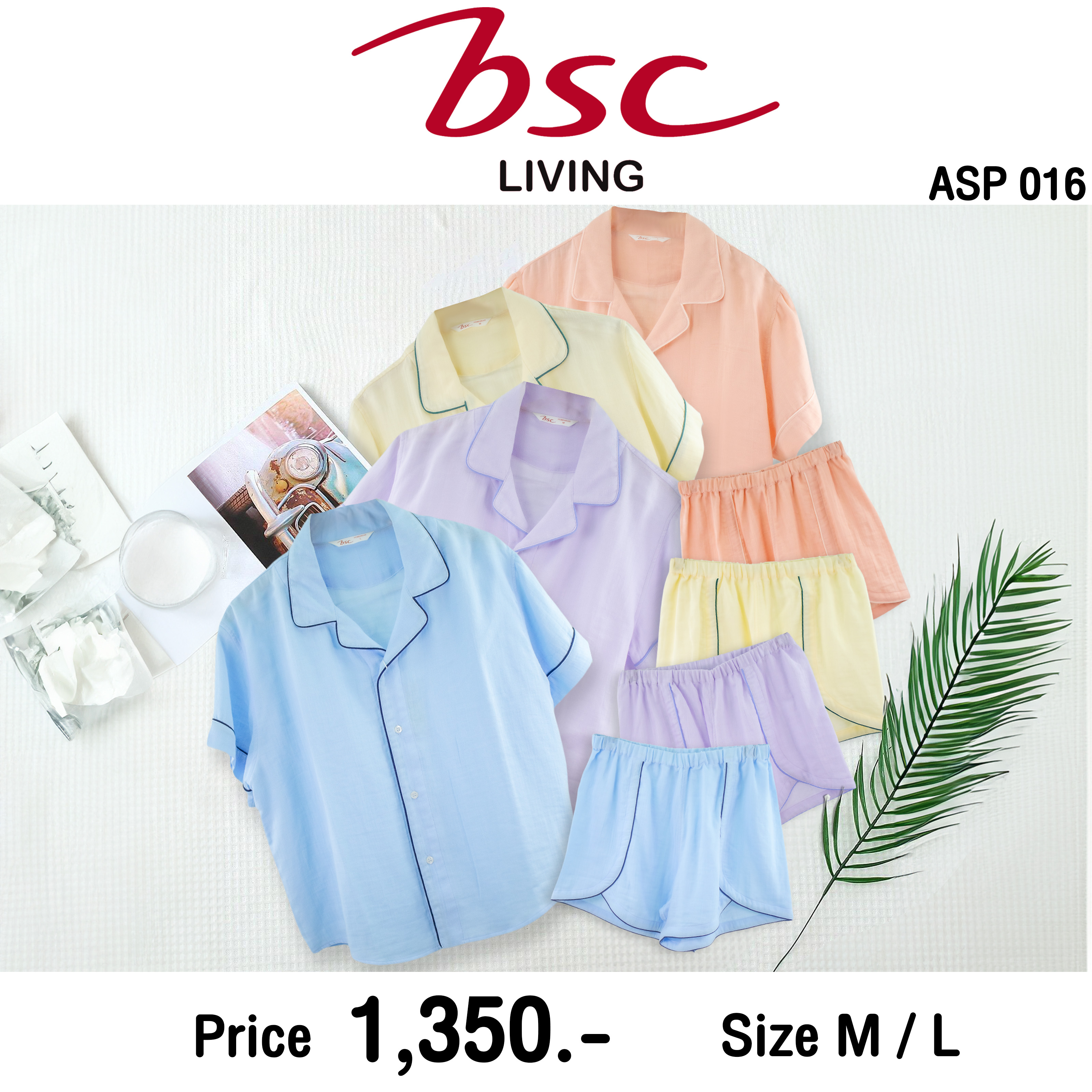 BSC New collection ชุดนอน-ชุดลำลอง (ขา+แขนสั้น) ผลิตจากฝ้ายธรรมชาติ100% บางเบา สวมใส่สบาย รุ่น [ ASP016 ] ราคา 600 บาท*ส่งฟรี