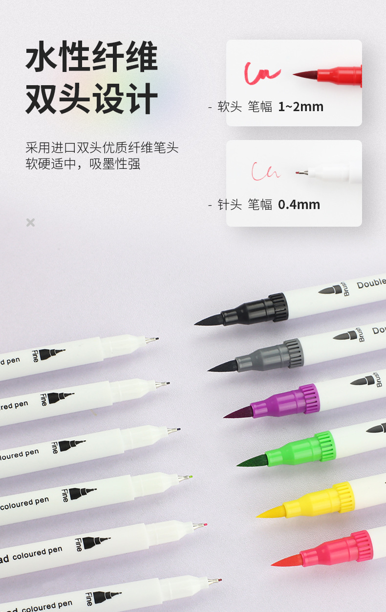 ข้อมูลเกี่ยวกับ STA0662 ชุดปากกาสีน้ำสองหัว 12 สีปากกามาร์กเกอร์ปลายนุ่มสูตรน้ำปากกาสายเบ็ดสำหรับนักเรียนศิลปะ