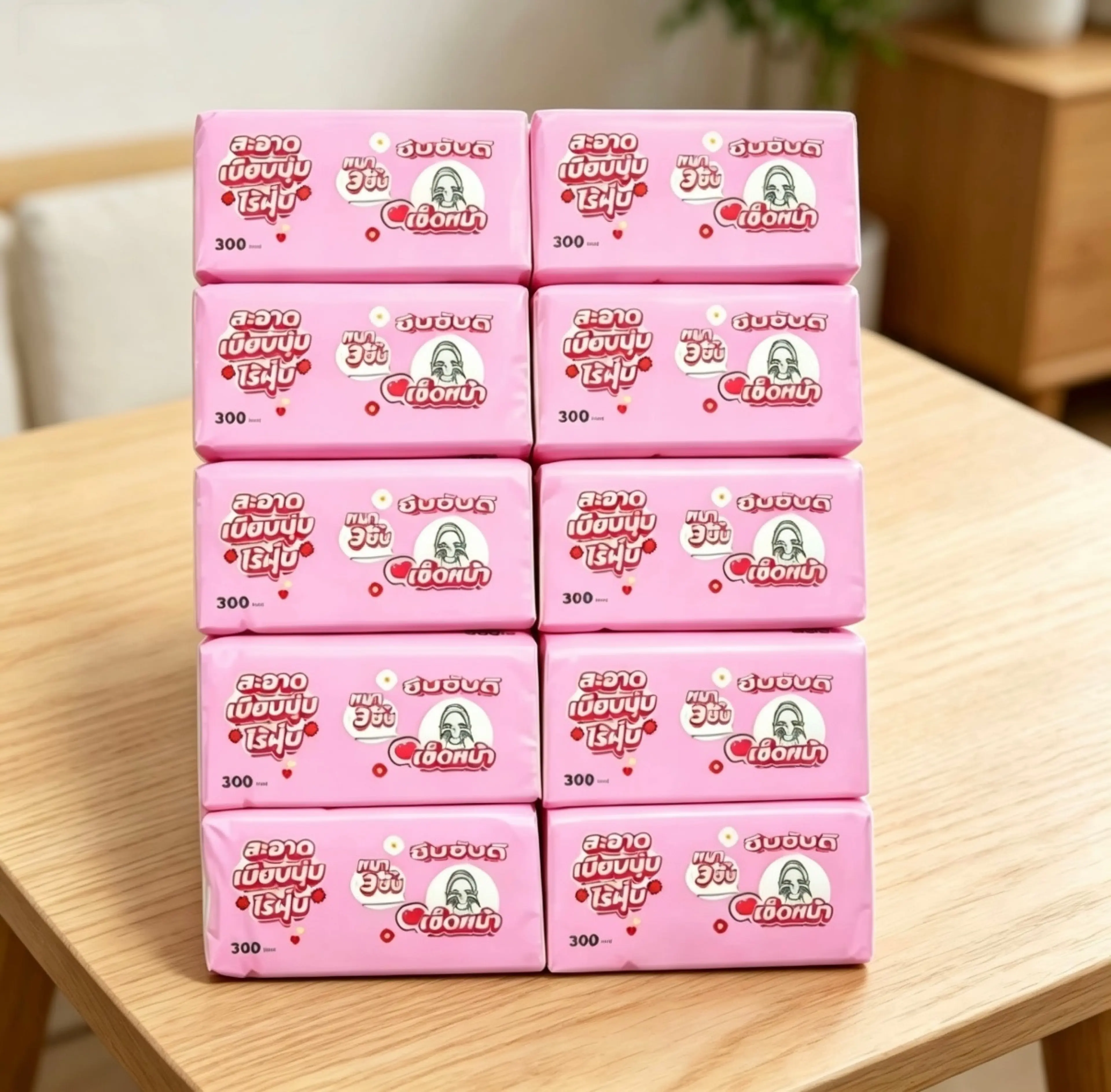 Tissue (10 Packs) 3-Layer Thick Long Tissue Paper, Tissue Paper for Wiping Your Face and Cleaning, Soft and Sticky, Cheap Price.
