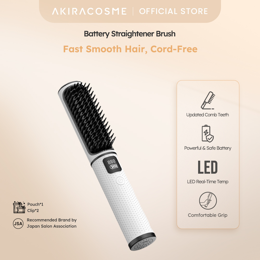 Japan AKIRA USB Hair Straightener Comb Portable Mini Straightening Hair Brush Cordless Ceramic Straightener Hair Styling Tools for Travel ราคา 1,018 บาท*ส่งฟรี