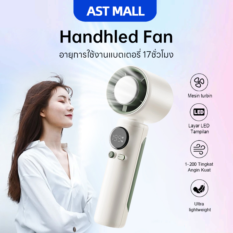【จัดส่งวันถัดไป】AST พัดลมพกพา รุ่นใหม่ แบบชาร์จไฟได้ 199 สปีด หน้าจอดิจิทัล LED USB ความเร็วสูง ทํางานเงียบ พัดลมมือถือ 5000mAh ชาร์จเร็ว แบตเตอรี่ใช้งานได้นานถึง 18 ชั่วโมง Ice Cooling Mini Fan ราคา 499 บาท*ส่งฟรี
