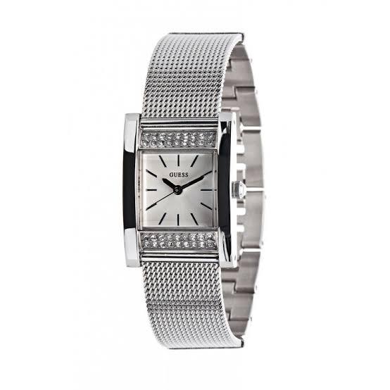 นาฬิกาข้อมือผู้หญิง GUESS Reloj Silver Tone Stainless Steel Mesh Bracelet Ladies Watch W0127L1