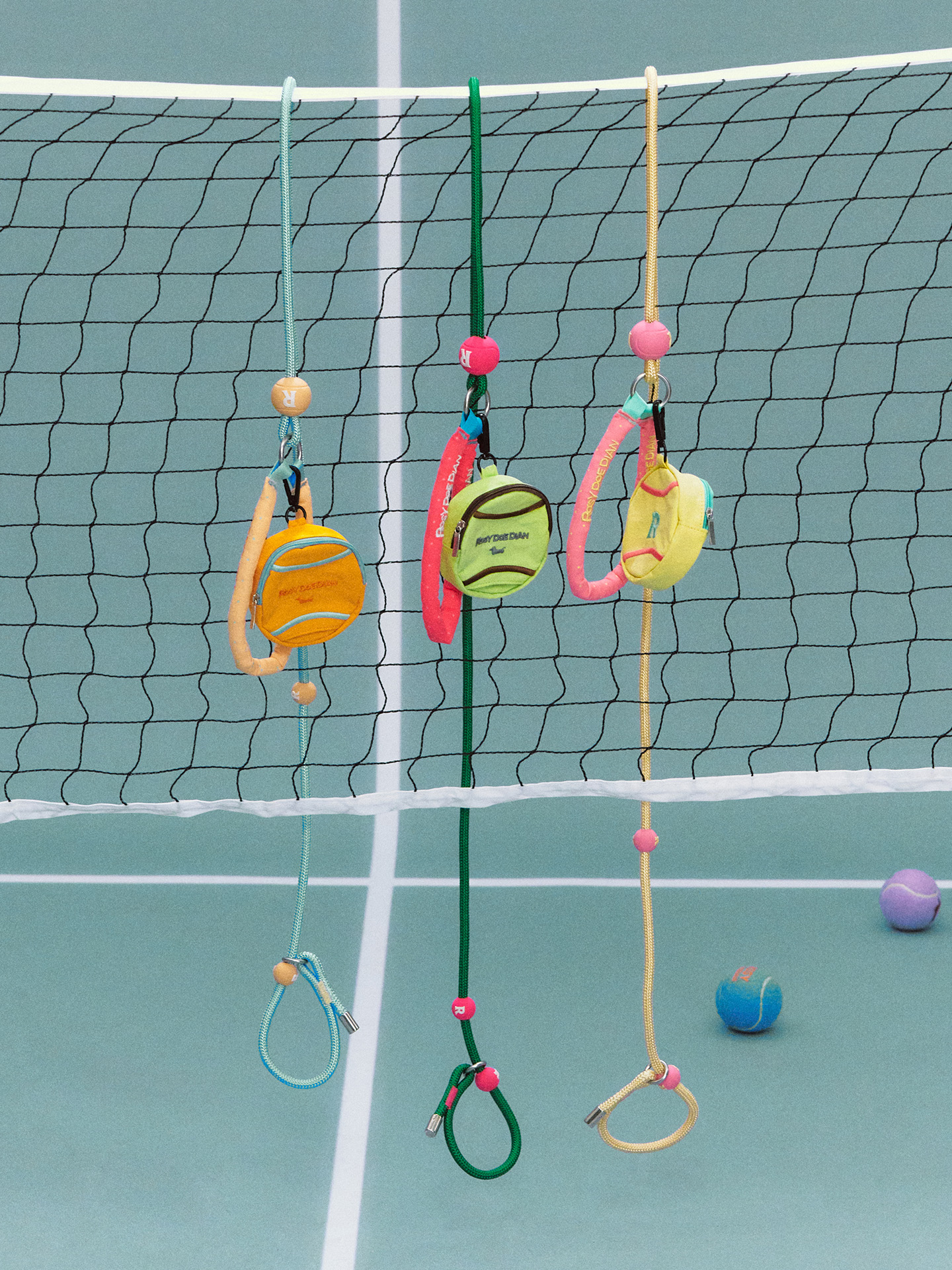 รูปสินค้า Rosydoedian - Dog Leash Set with Tennis Ball-Shaped Poop Bag Holder, 150 Cm. Korean Sporty Pastel Design