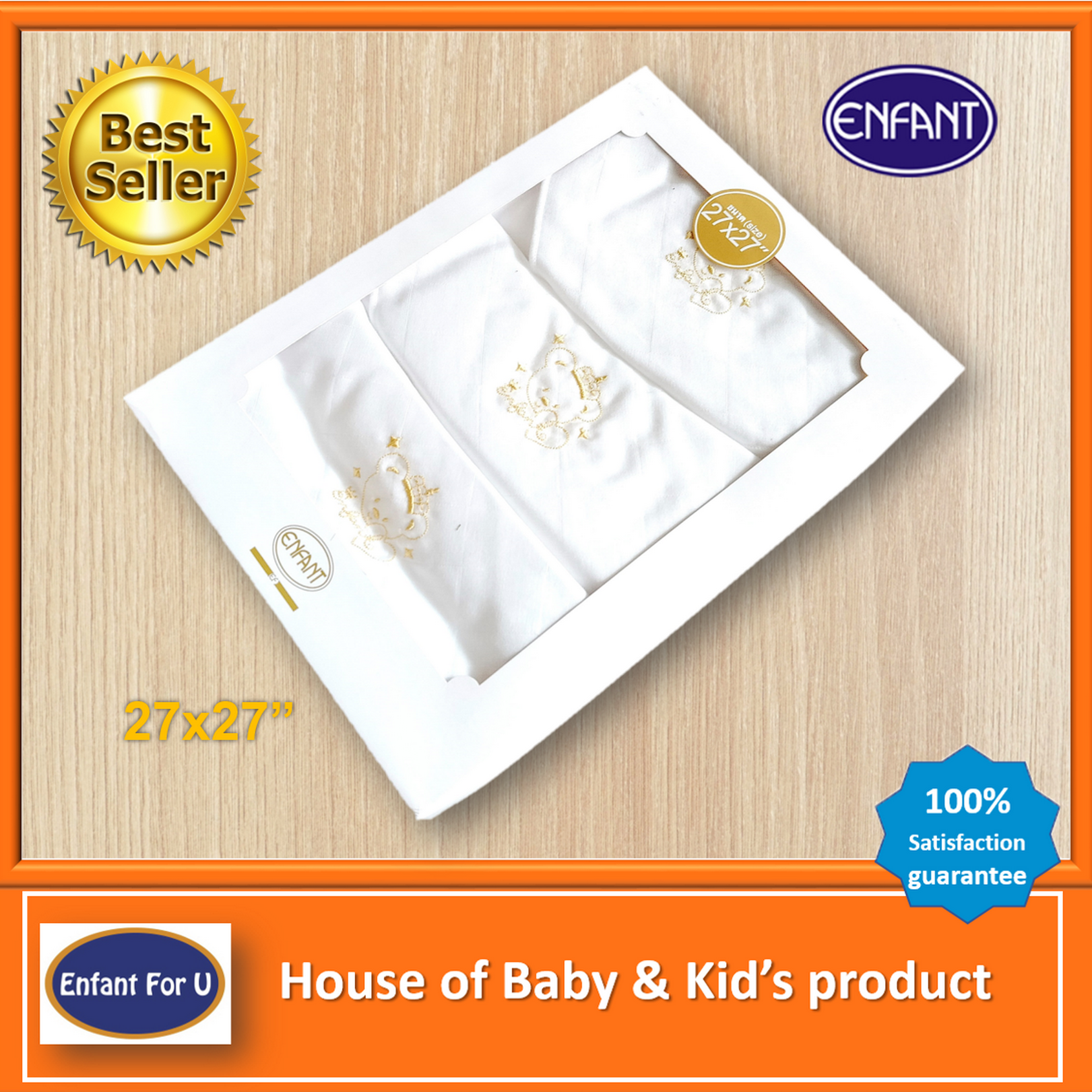 Sale Brand name wash clothes Enfant gold 27*27" _ highest grade ราคา 959 บาท*ส่งฟรี