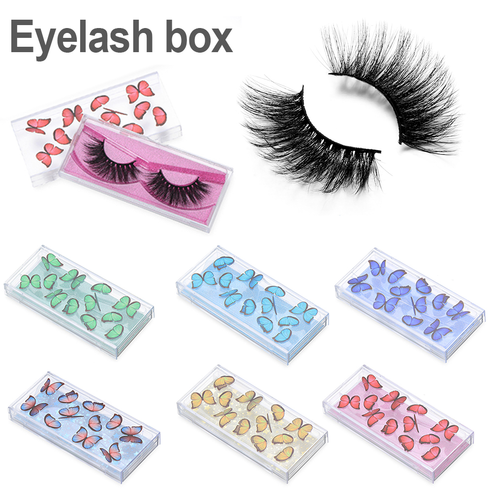 WEANBU7พลาสติกแบบพกพาสำหรับ3D Mink Lashes Eye Lashes เก็บผีเสื้อขนตากล่องที่ว่างเปล่ากล่องบรรจุภัณฑ์ขนตาปลอมกรณี
