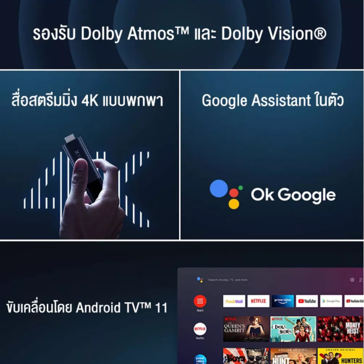 มุมมองเพิ่มเติมเกี่ยวกับ Xiaomi TV Mi Box S 2 /Stick 4K/1080p Android TV แอนดรอยด์ทีวีสติ๊ก แอนดรอยด์ทีวี 9.0 รองรับ Google Assistant กล่องสมาททีวี WIFI กล่องแอนดรอย