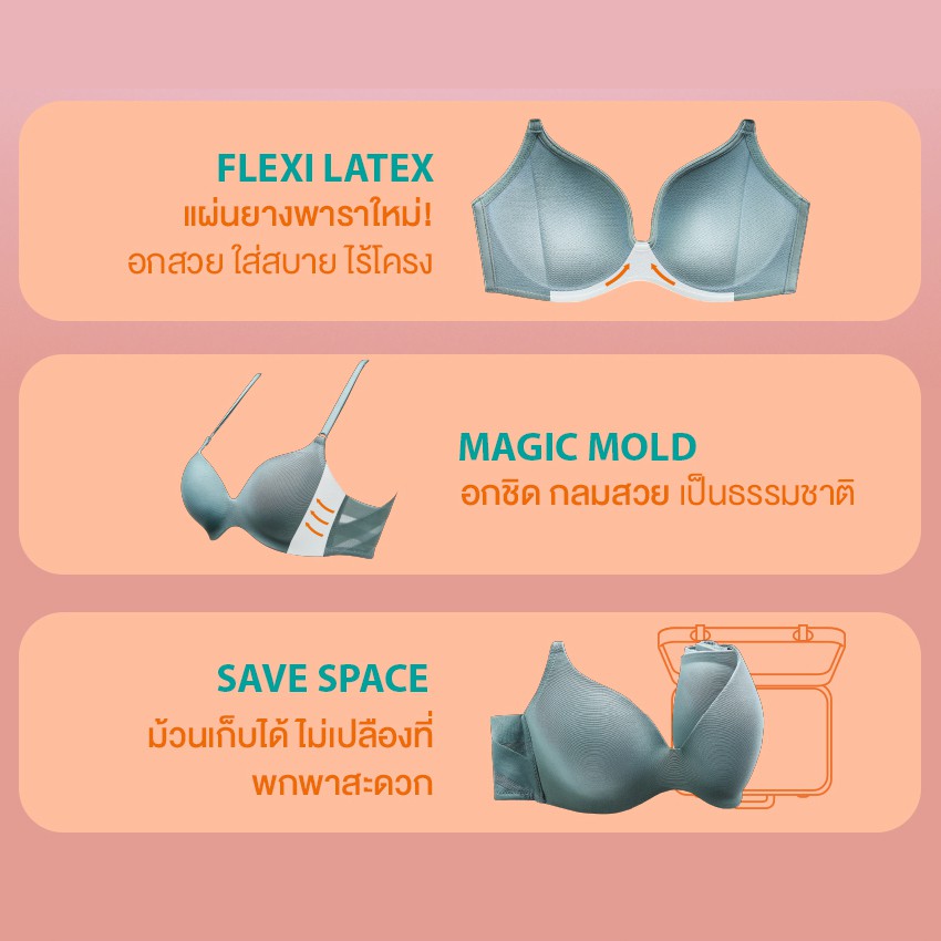 Wacoal Mood Travel Bra บราม้วนได้ รุ่น MM1E66