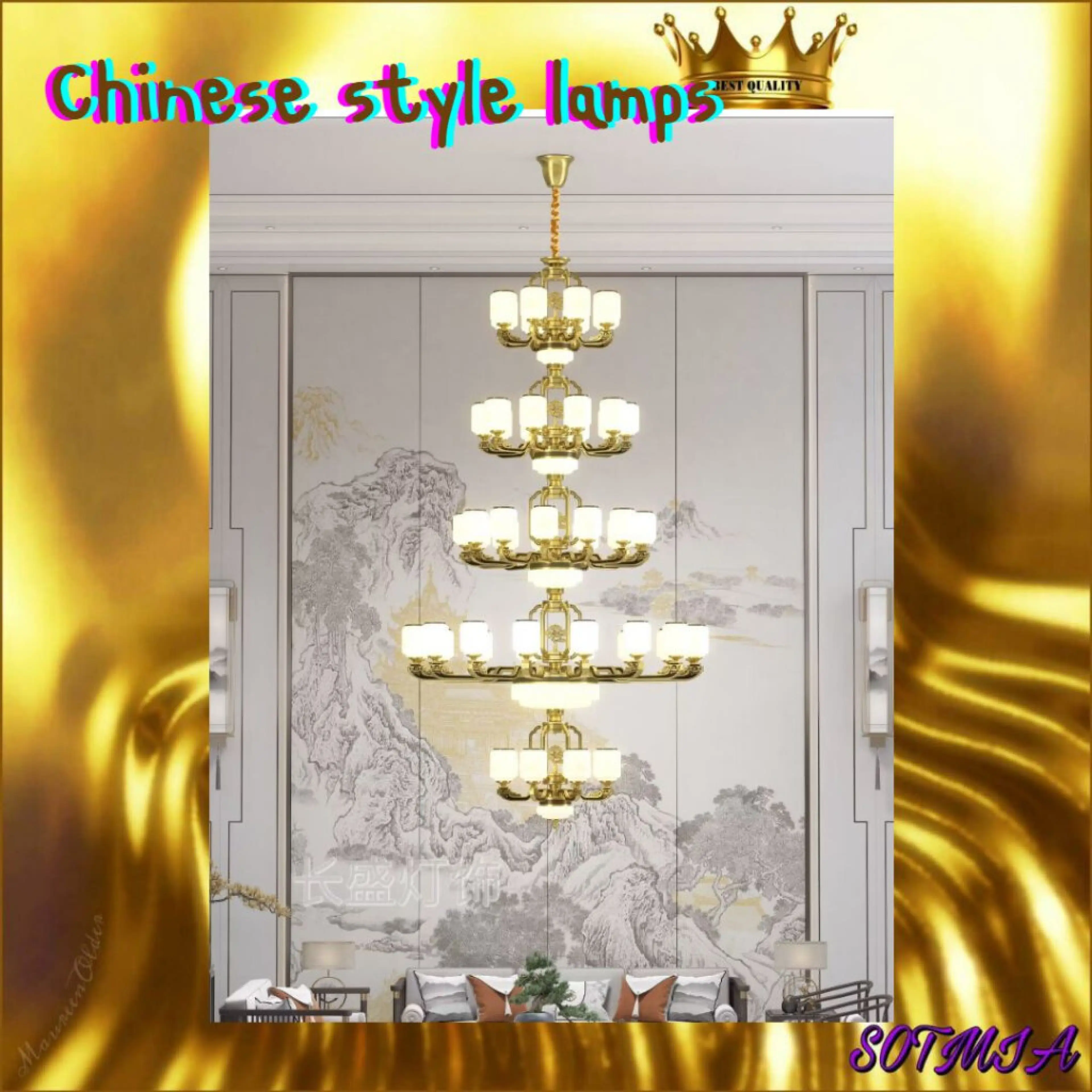 Ct163A095 Sotmia Chinese Style Lantern, Lantern for the Entrance Hall. Living Room Center Lamp, Chandelier, Tall Lamp, Lamp Ready for Installation.
