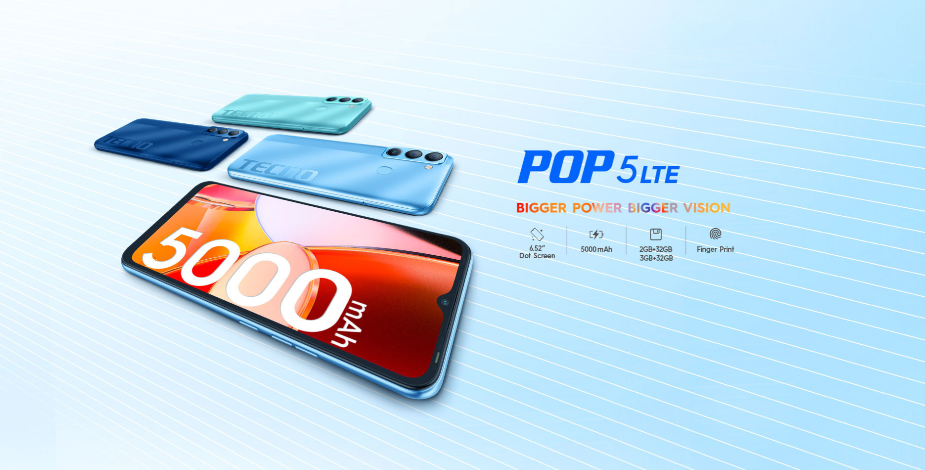 ข้อมูลเพิ่มเติมของ TECNO Mobile POP5 LTE 2/32 GB (เพิ่ม sd card ได้) สมาร์ทโฟน จอ6.5นิ้ว HD+ แบตเตอรี่ 5,000 mAh |ประกันศูนย์ไทย13เดือน
