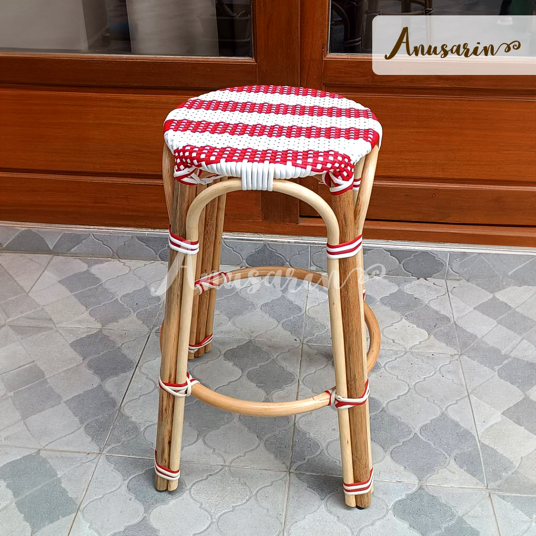 Anusarin 72 cm Rattan Stool woven in Red & White Stripes- pattern in Betong Stream Series ราคา 2,400 บาท*ส่งฟรี
