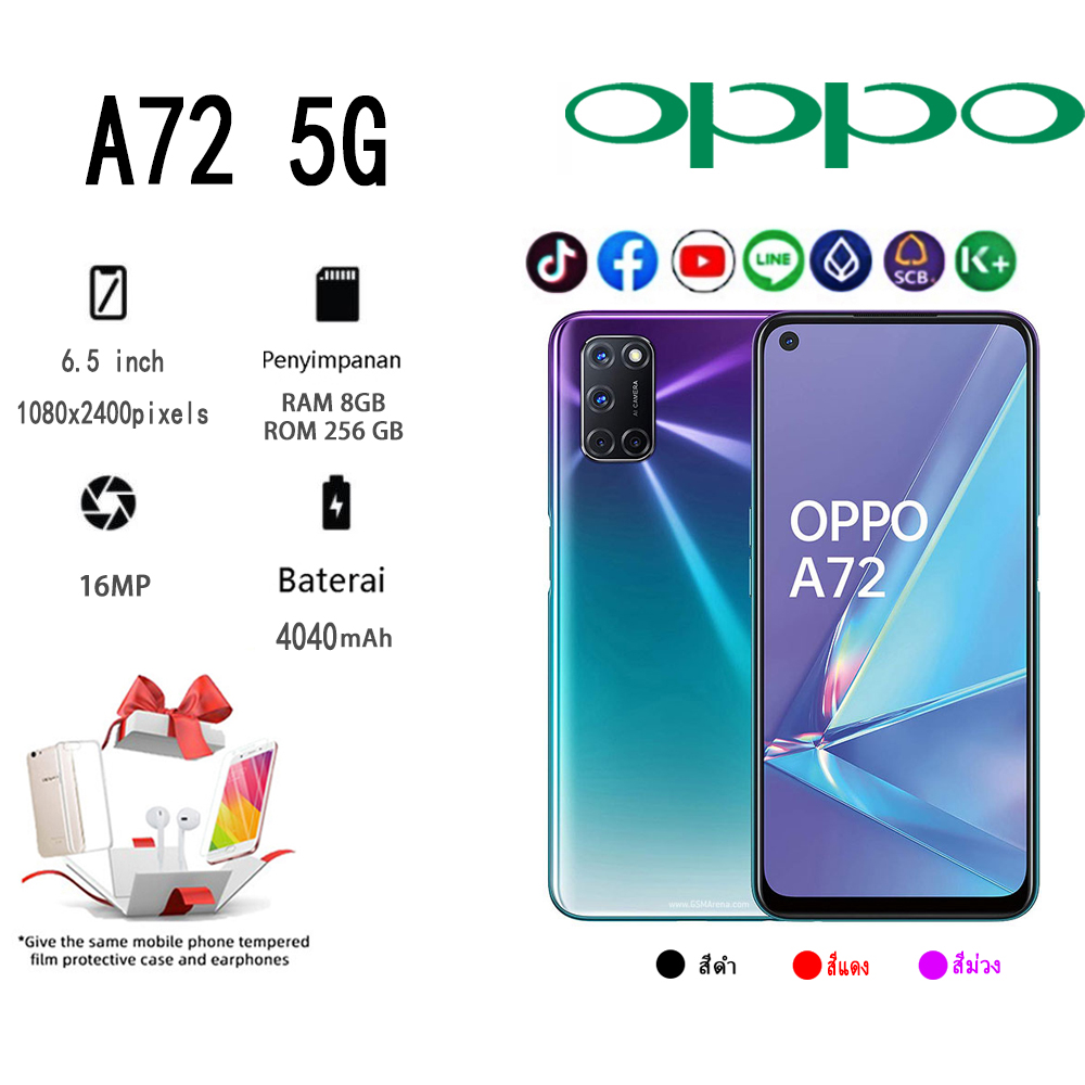 สินค้าพร้อมส่ง ต่อต้าน A72 5G Ram 8GB Rom 256GB เครื่องใหม่ของเเท้100% ได้ จอ6.5"หน้าจอใหญ ราคา 20 บาท*ส่งฟรี