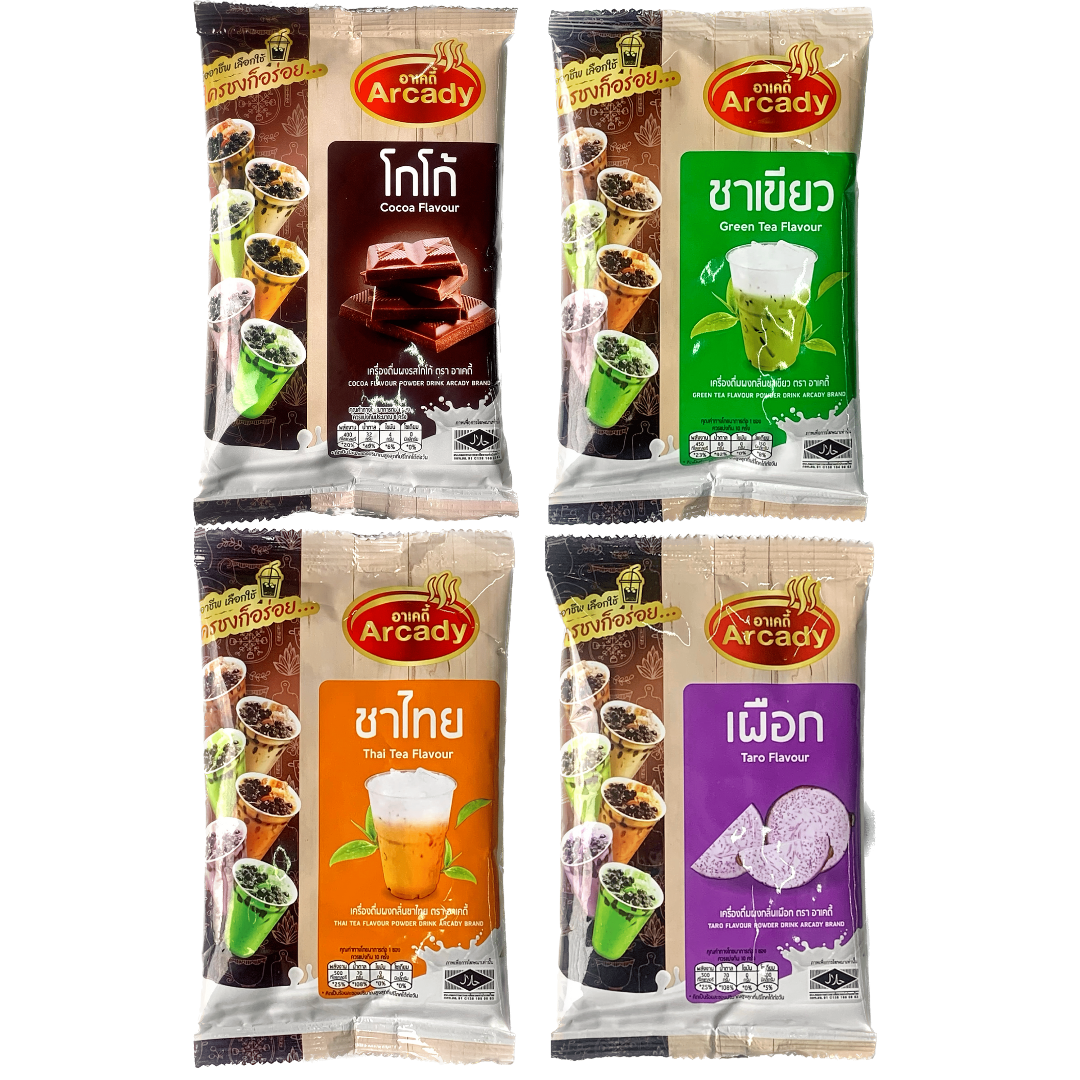 เครื่องดื่มผง ตราอะเคดี้ ผงชง ชาไทย โกโก้ ชาเขียว เผือก ขนาด 120 กรัม ราคา 39 บาท*ส่งฟรี