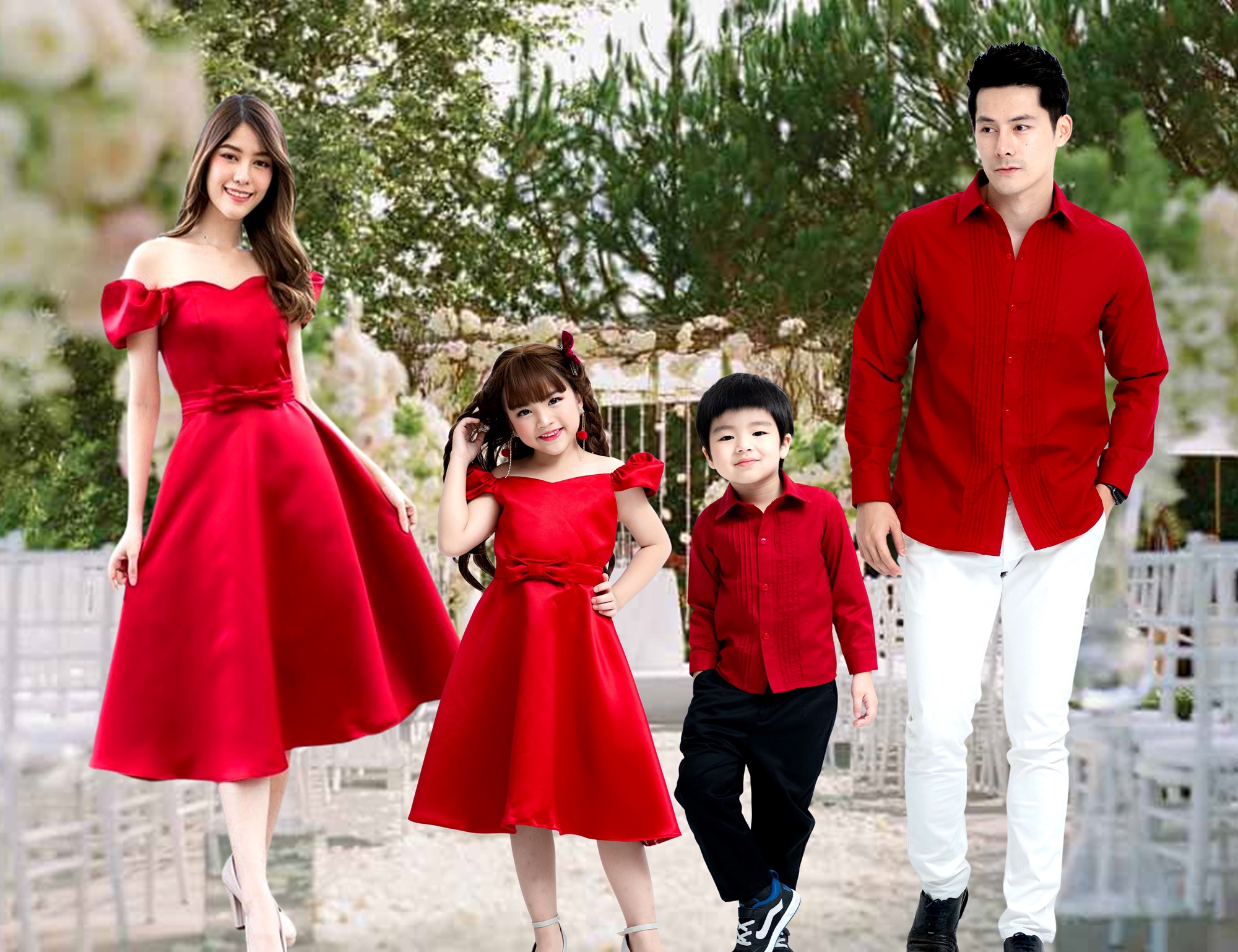 ชุดออกงาน ชุดราตรี Marry Red ชุดแม่ลูก ชุดครอบครัว เดรสไปงาน ชุดไปงานแต่ง เสื้อเชิ้ตออกงาน ราคา 590 บาท*ส่งฟรี