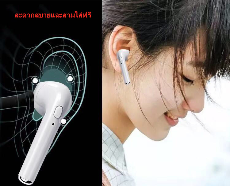 [พร้อมส่ง ของถึงไทยเเล้ว]หูฟังใช้สำหรับiPhone/samsuang/oppo/vivo รับประกันหูฟัง บลูทูธ i7 TWS ทัชสกรีน ไร้สาย Bluetooth