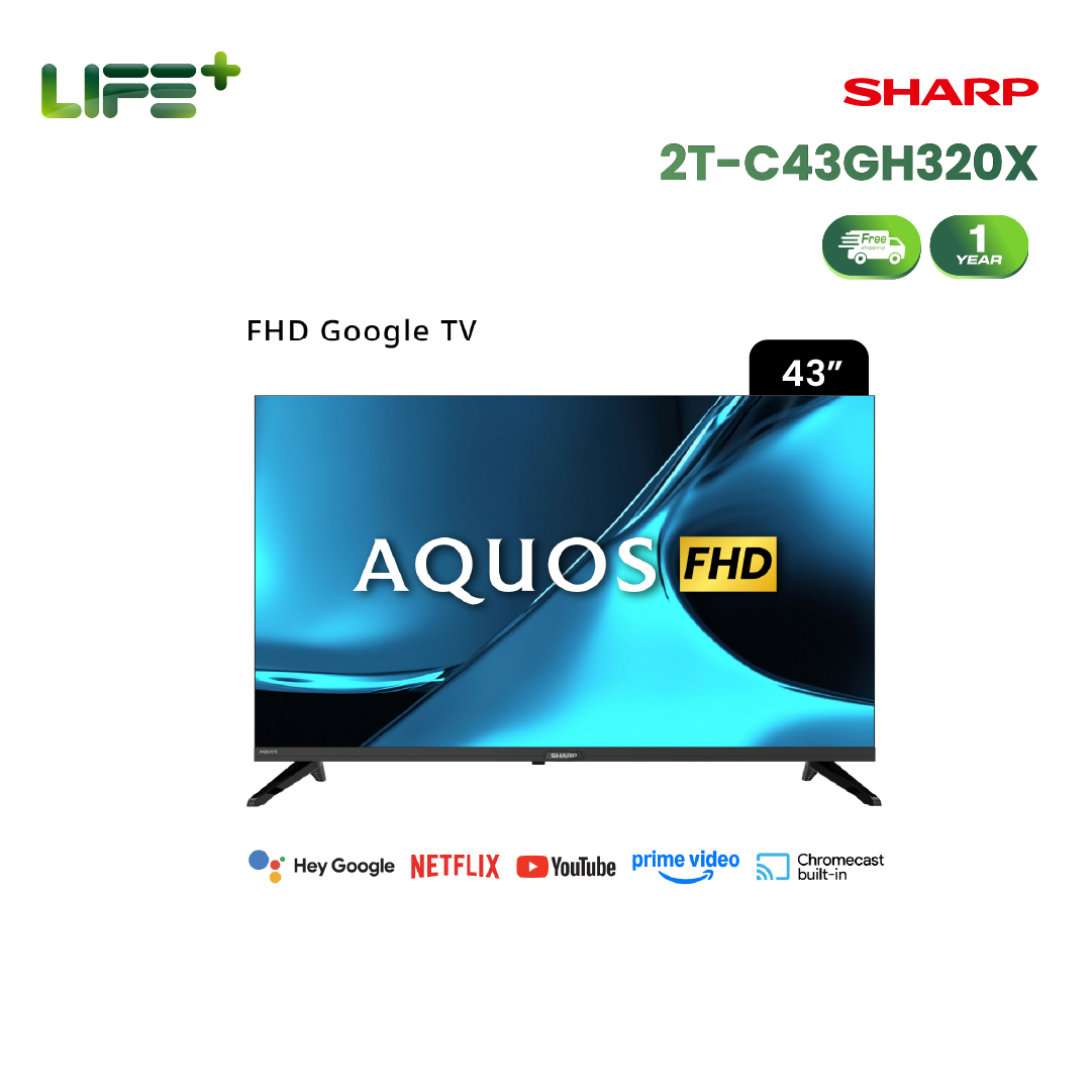 New 2026 Sharp Tv Aquos 43 Inch Fullhd Google Tv Smart Tv Dolby Audio Voice Search Frameless Model 2T-C43Gh320X (1 Year Warranty) ราคา 6,890 บาท*ส่งฟรี