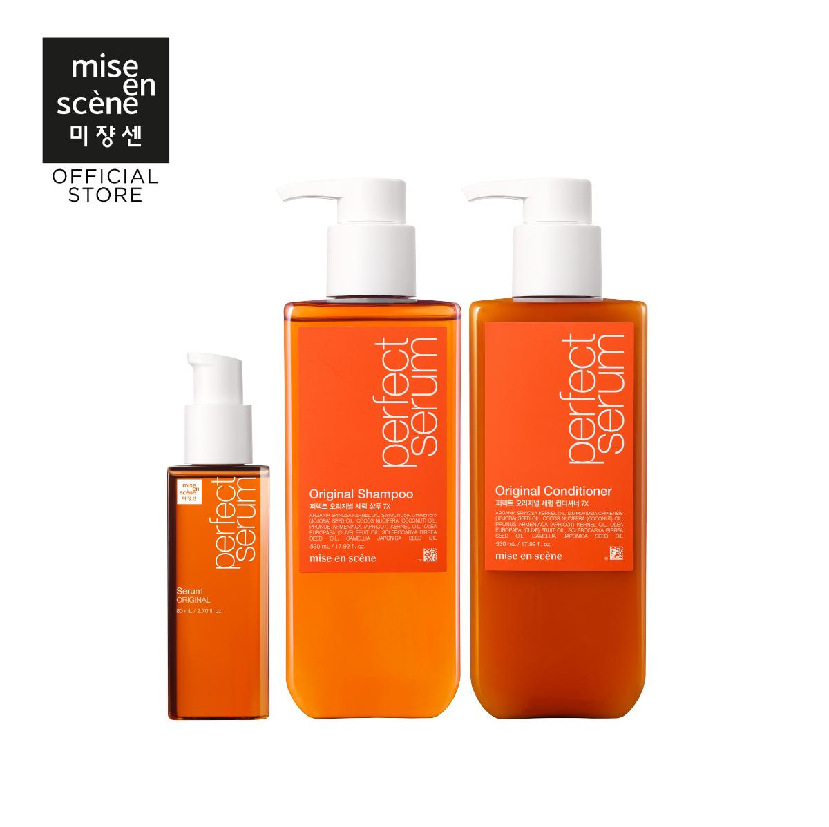 [เซตบำรุงผมแห้งเสีย] Perfect Serum Original Shampoo 530ml + Rinse Conditioner 530ml + Serum 80ml (แชมพู, ครีมนวด, เซรั่มบำรุงผม, ทรีทเม้นท์) สูตร Original ราคา 997 บาท*ส่งฟรี