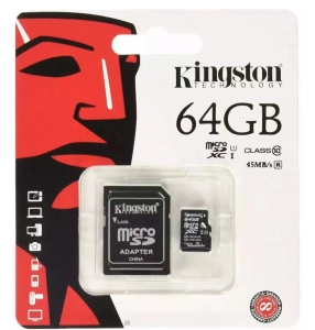 สินค้า (พร้มมส่ง) Kingston เมมโมรี่การ์ด 64GB SDHC/SDXC Class 10 UHS-I Micro SD Card with Adapter