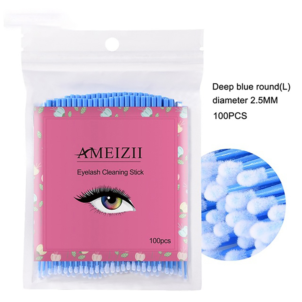 AMEIZII แท่งทำความสะอาดขนตา แปรงแต่งหน้าขนตาแบบใช้แล้วทิ้งมินิสำลี 100 สำลีสำลีก้านสำลีต่อขนตาเครื่องมือเครื่องสำอาง (S M L) Eyelash Cleaning Stick