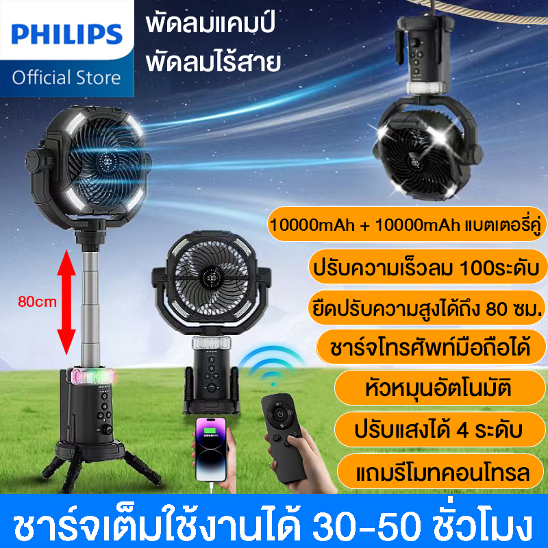 ค่าจัดส่งฟรี พัดลมไร้สาย พัดลมแคมป์ปิ้ง พัดลมแบตเตอรี่ไร้สาย 12นิ้ว 10000mAh+10000mAh แบตคู่ ลม100ระดับ ลมแรง มีไฟ LED แถมรีโมทคอนโทรล พัดลมพกพา ไร้สายเพดานพัดลมไฟฟ้าพร้อม Power Bank