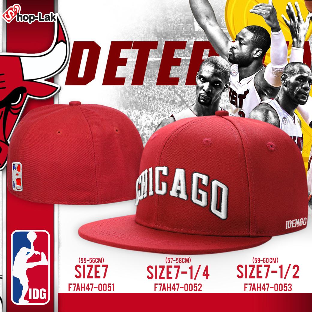 หมวก HipHop เต็มใบ มี2 สี สีแดง สีดำ สไตล์อเมริกัน ชาวบาสเก็ตบอลหรือชาวฮิปฮอป ลาย CHICAGO