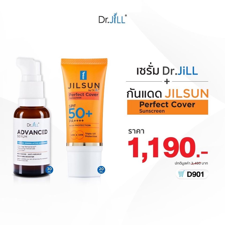 Dr.Jill Clear Skin Serum + Sunscreen Cream Jilsun Spf50+ Pa++++ 100% Genuine.