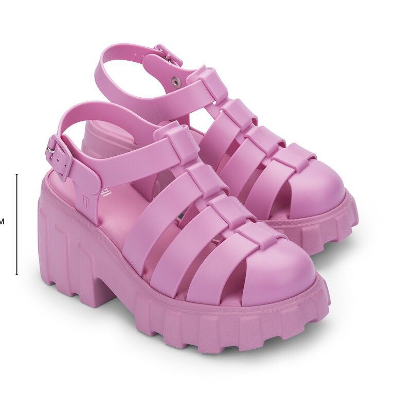 พร้อมส่ง】Melissa Women's Shoes 2023 New Melissa Sandals Women's High Heel  Thick Sole Baotou Jelly Shoes Roman Beach Shoes 
