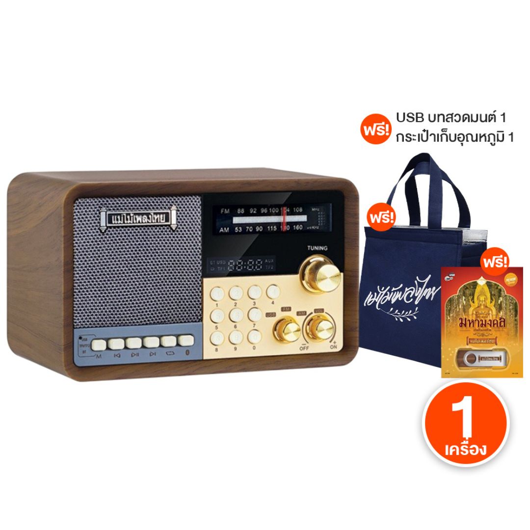 (1 Year Warranty) Thai Music Radio, Master Voice Model, 1,500 Songs, Both Country and City Songs, Newest Model, USB Type C.