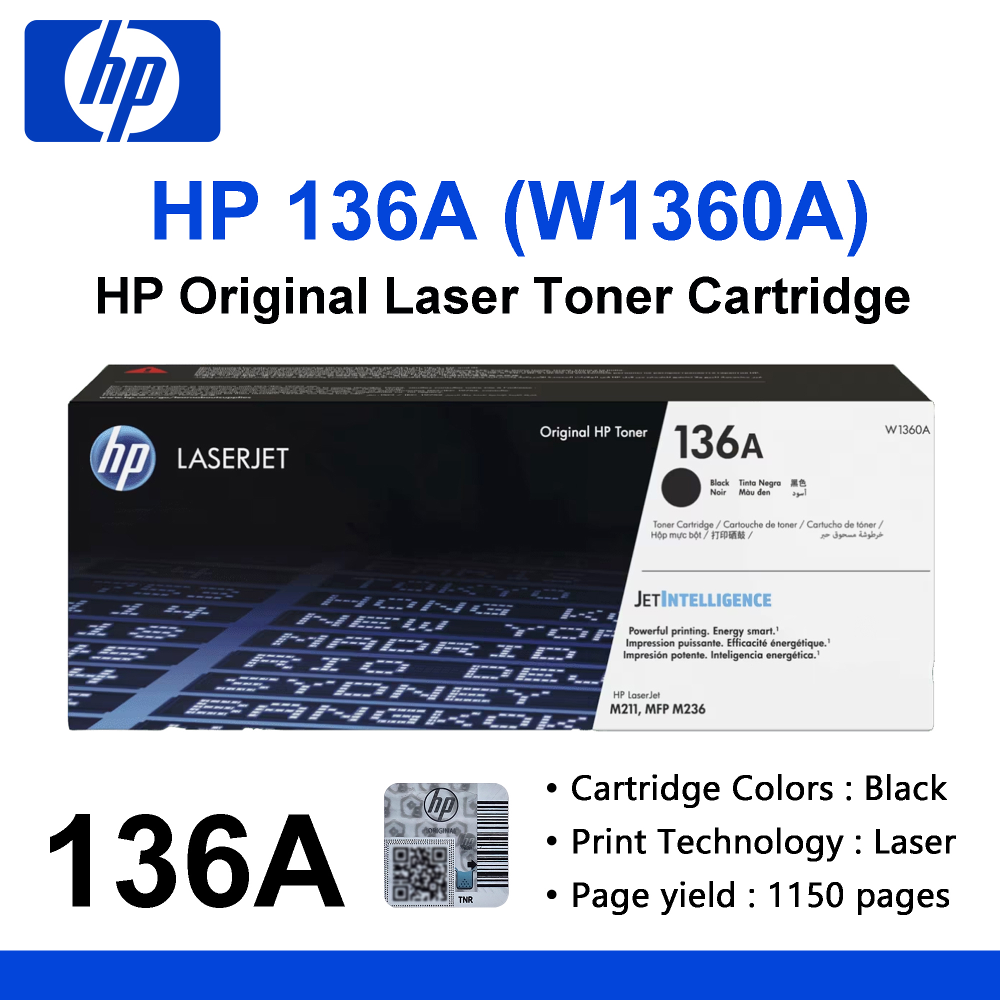 ตลับหมึก หมึกพิมพ์คุณภาพสูง HP โทนเนอร์ 136A W1360A สีดำ ของแท้ ราคา 1,590 บาท*ส่งฟรี