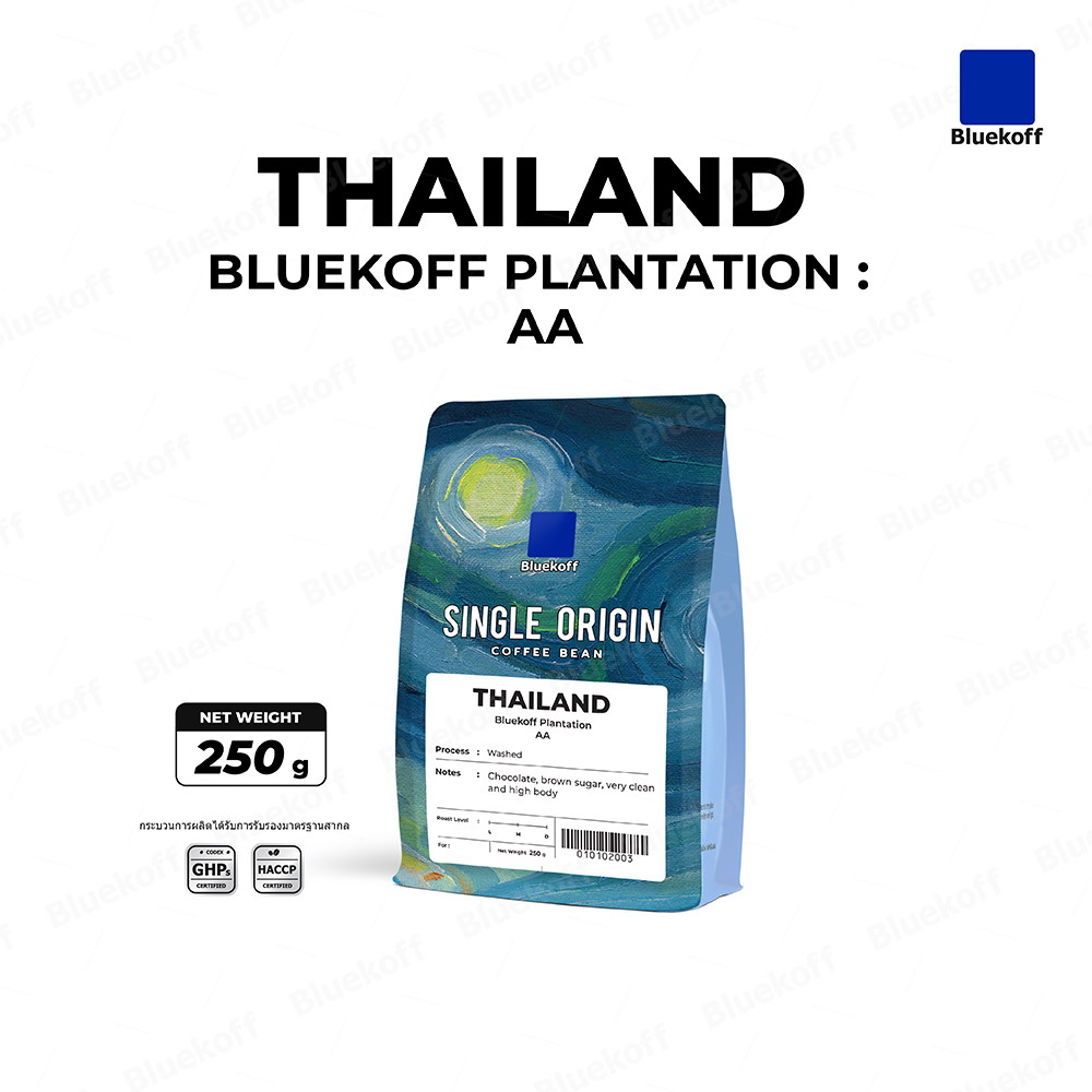 Bluekoff Plantation: AA เมล็ดกาแฟ ไทย อราบิก้า 100% Arabica 100% (1ถุง บรรจุ 250 g.) ราคา 210 บาท*ส่งฟรี