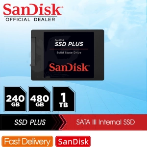 สินค้า 【ร้านค้าในพื้นที่】SanDisk SSD PLUS 3D NAND 2.5\" SATA Solid State Drive Max. 560MB/s ((120G/240G/480G/960G) เหมาะสำหรับโน๊ตบุ๊คและเดสก์ท็อป รับประกัน 3 ปี