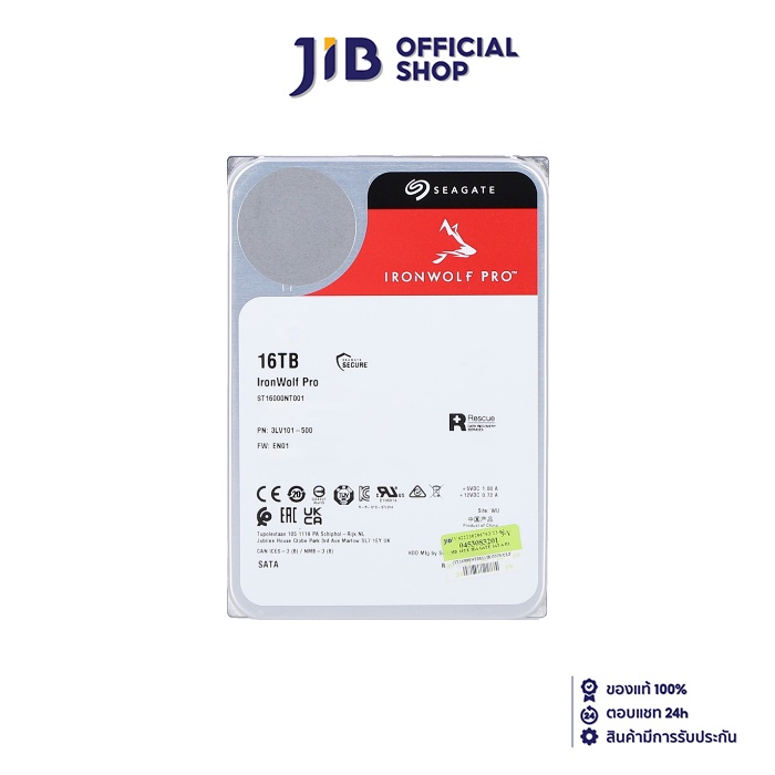 16 TB 3.5" HDD (ฮาร์ดดิสก์ 3.5") SEAGATE IRONWOLF PRO - 7200RPM SATA3 (ST16000NT001) ราคา 19,780 บาท*ส่งฟรี