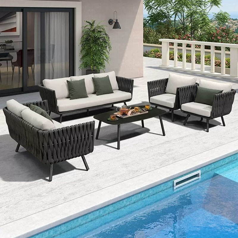 Bunise p2406 outdoor rattan Wicker living room set sun bed Nordic rattan dining table round sofa bed suitable for Villa by the beach ราคา 14,355 บาท*ส่งฟรี